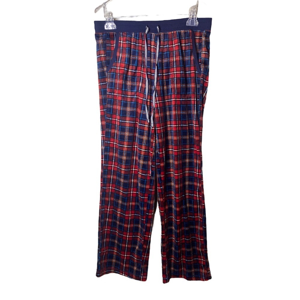 NAUTICA Fleece Comfy Red Blue Plaid Womens Pajama Loungewear